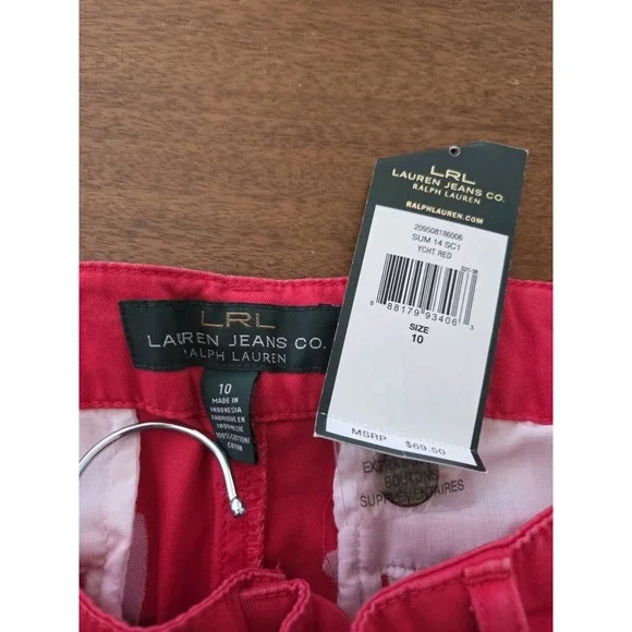 Lauren Ralph Lauren Capri Pants Women's 10 Nautical Red Beachy Cropped Classic - Picture 3 of 9